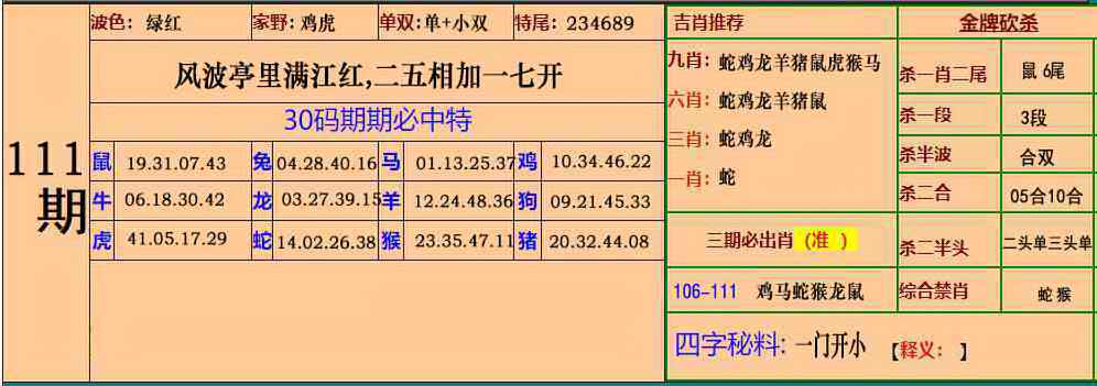 小鱼儿30码期期中 第110期
