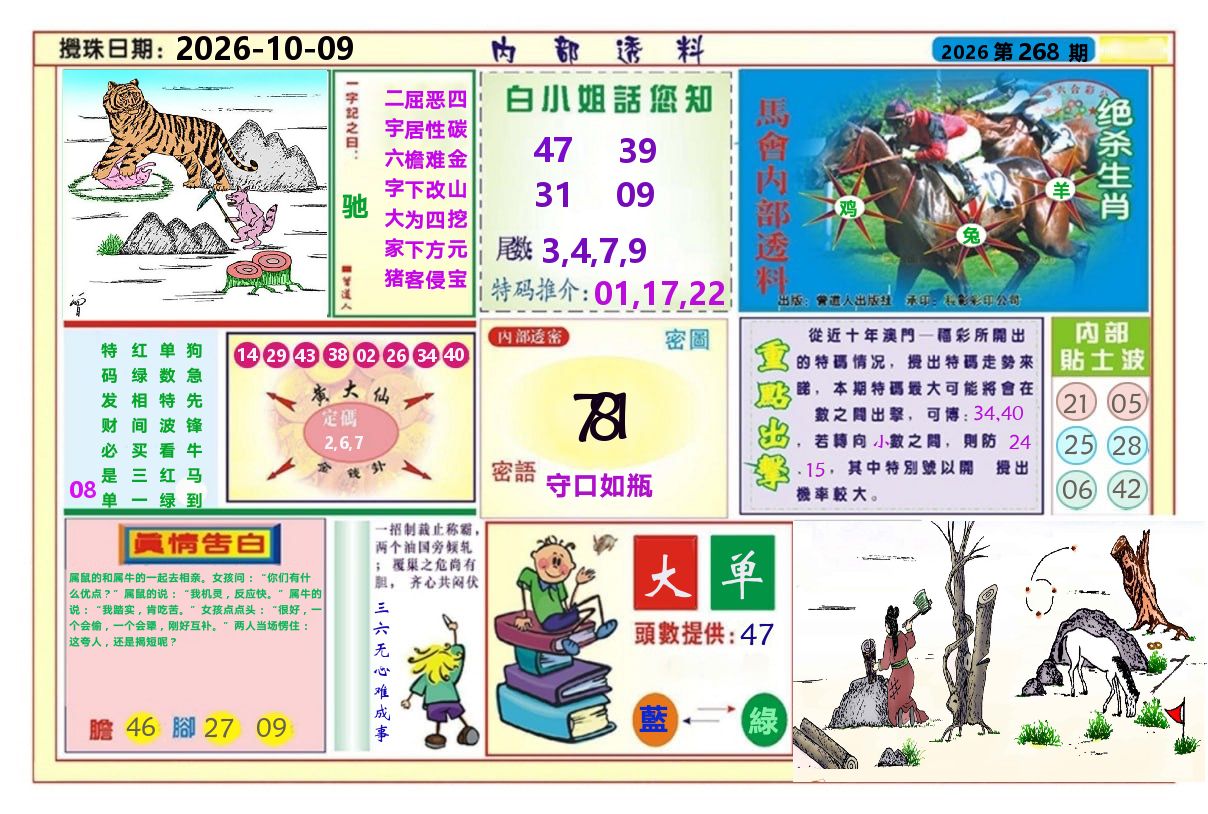 快乐八内部透料A 第267期