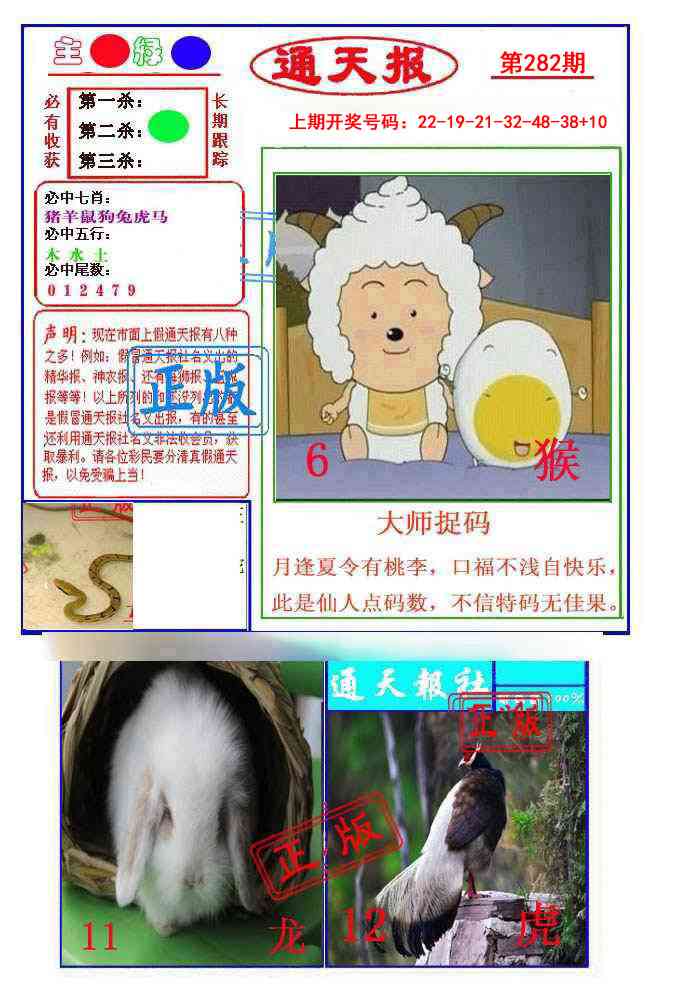 通天杀波图1 第281期