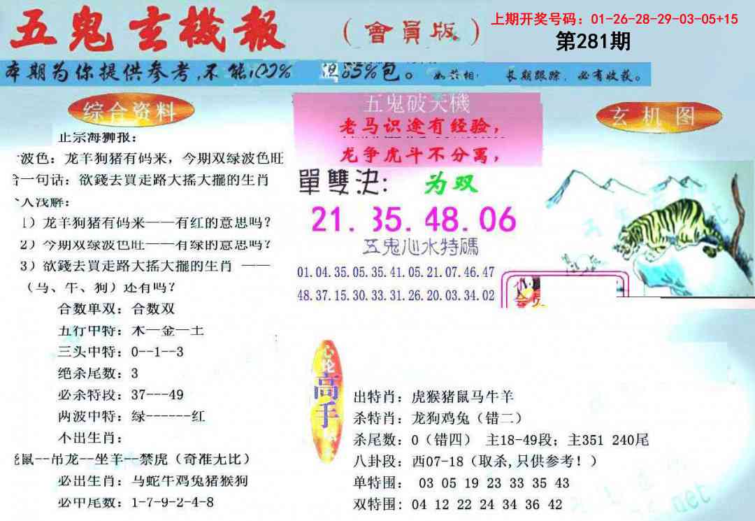 新五鬼玄机 第281期