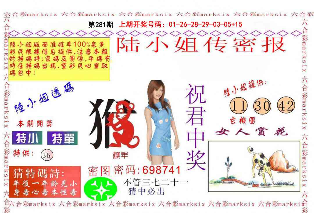 陆小姐传密A 第281期