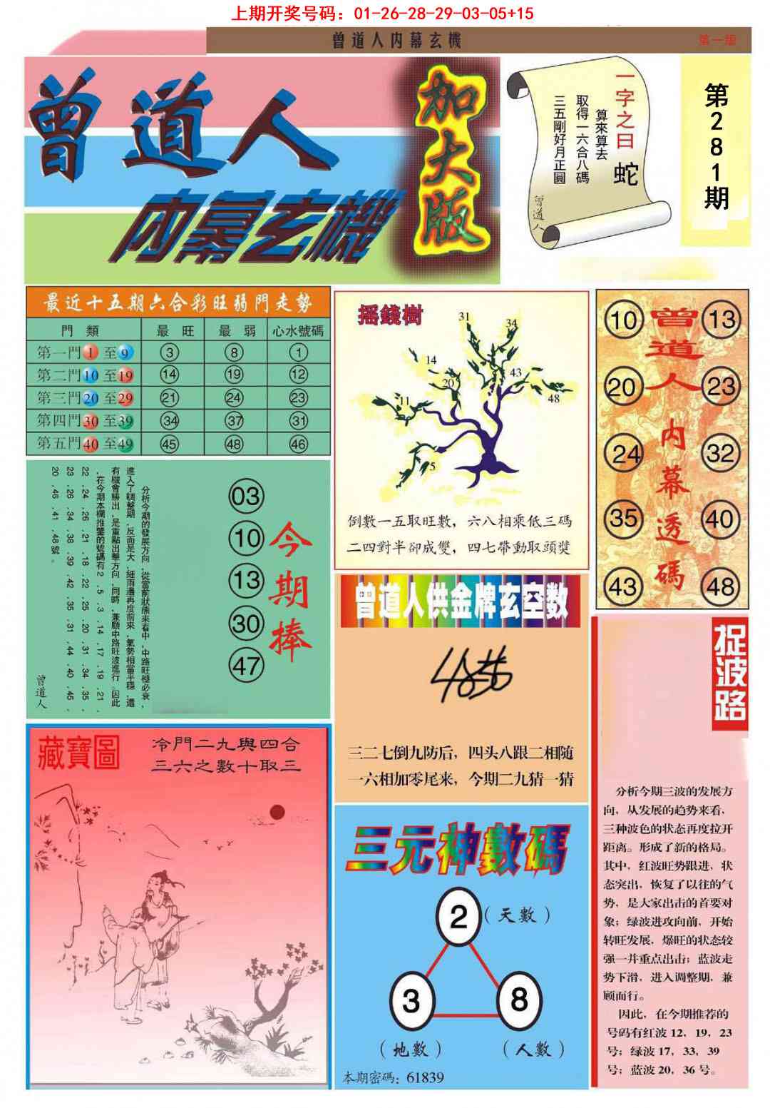 曾道人内幕A加大版 第281期