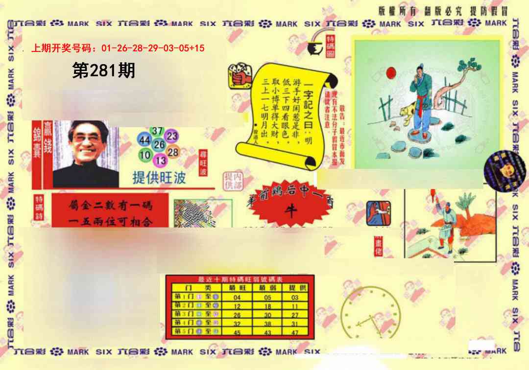 特码王(信封) 第281期