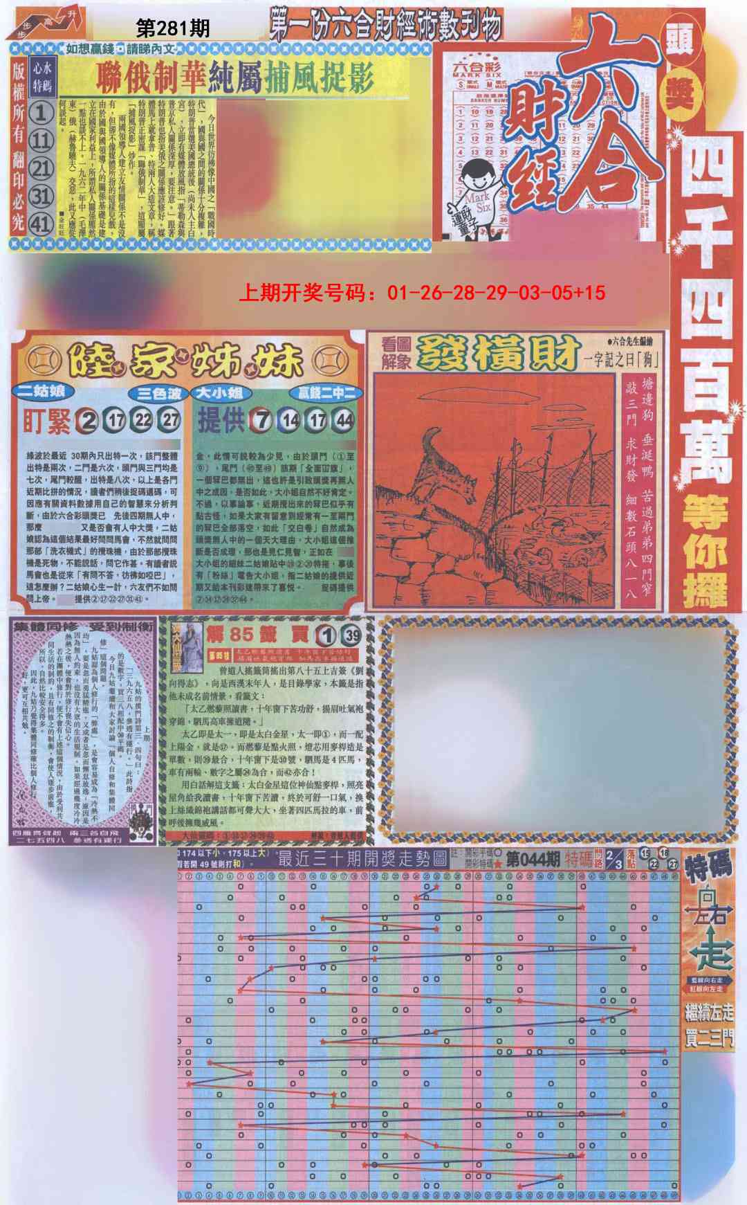 六合财经A加大版 第281期