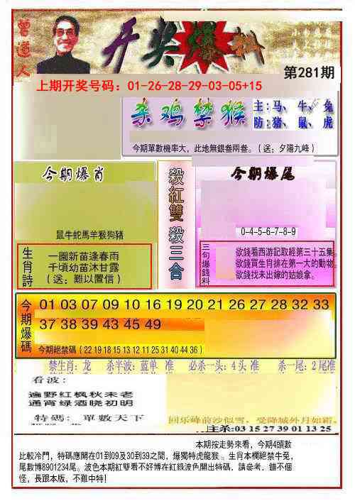开奖爆料(新图推荐) 第281期