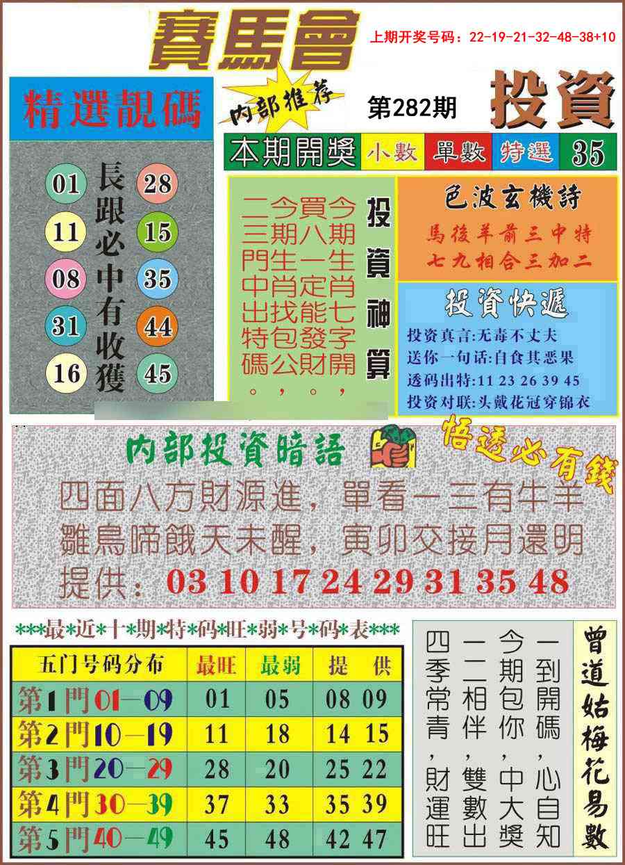 马会投资 第281期