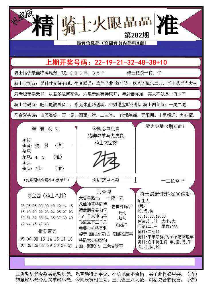 骑士火眼晶晶B 第281期