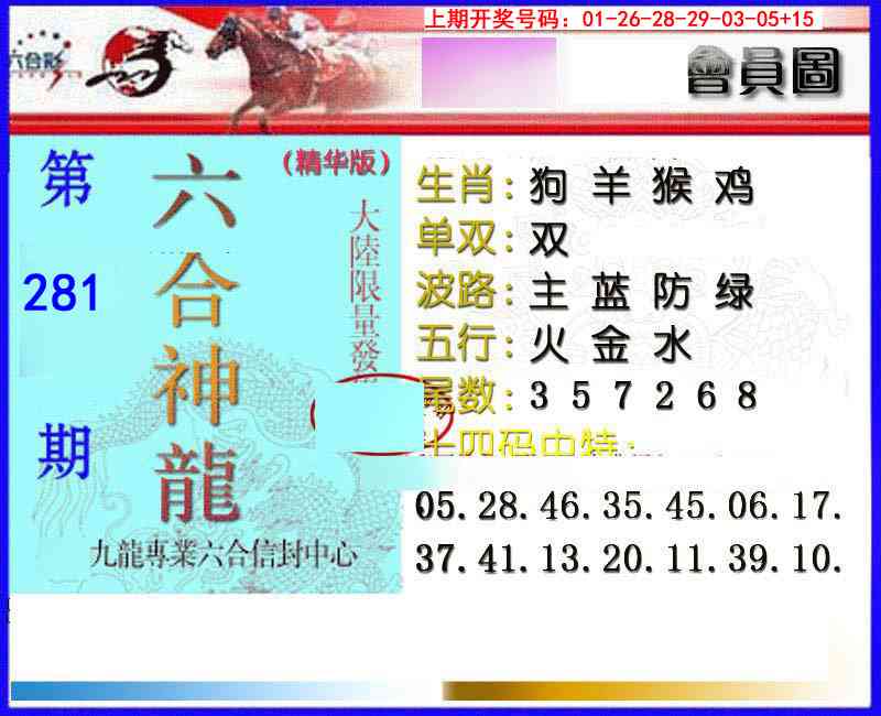 六合神龙 第281期