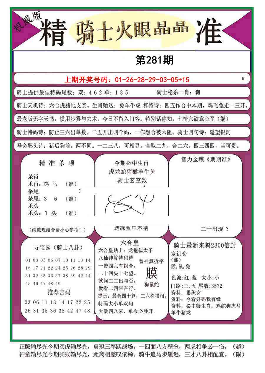 骑士火眼晶晶（正） 第281期