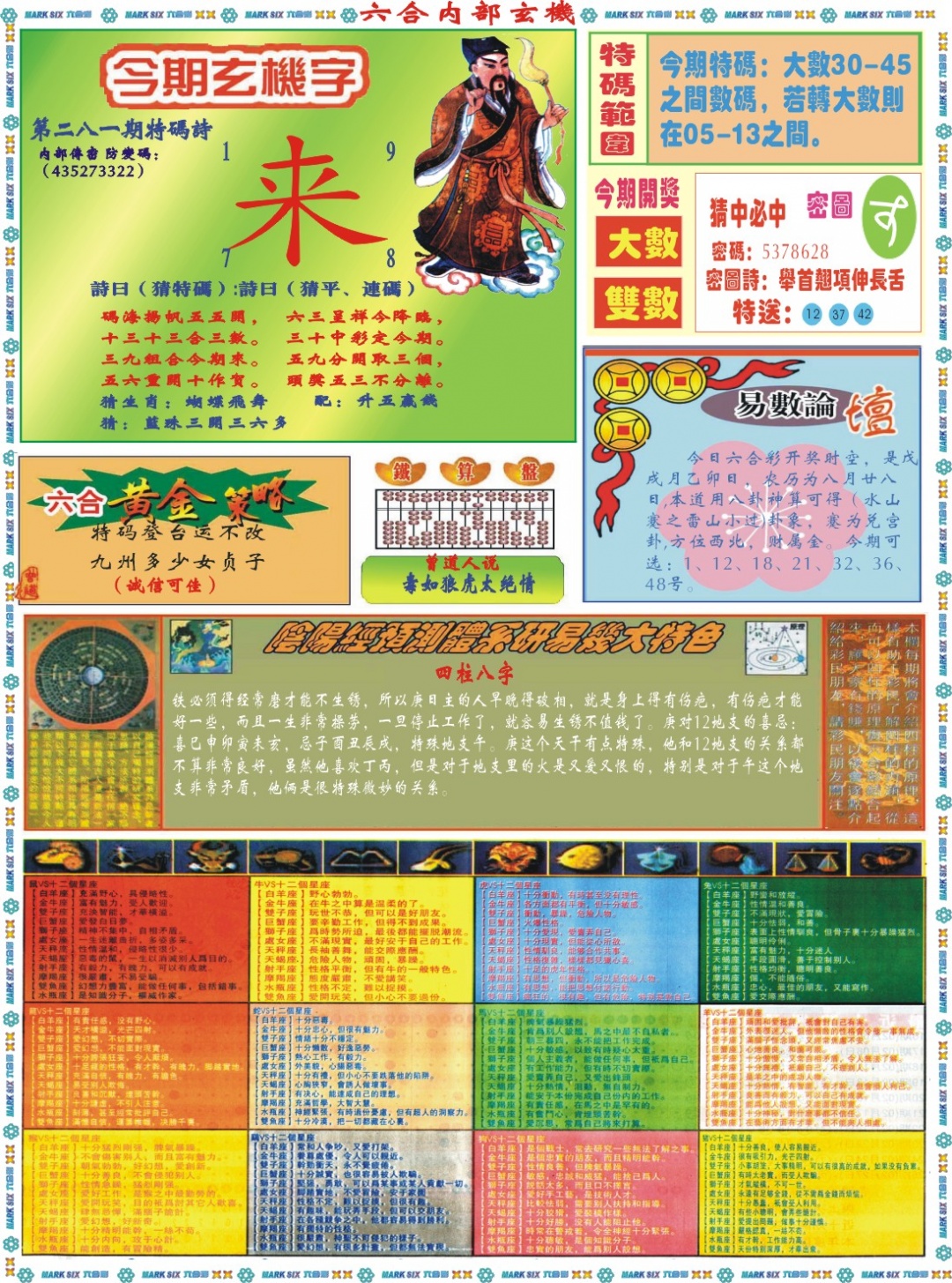 六合内部玄机B 第281期