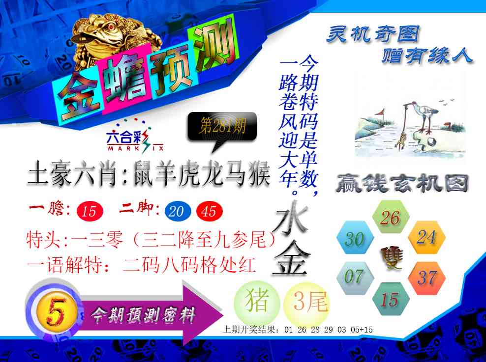 金蟾预测 第281期
