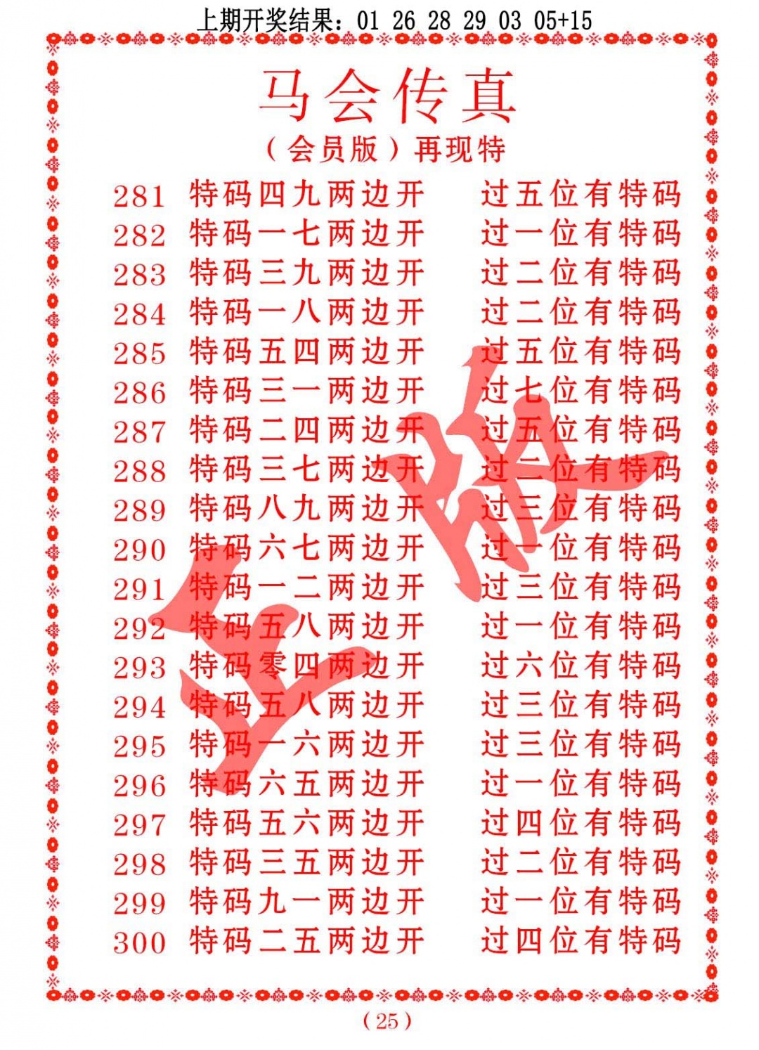 马会传真 第281期