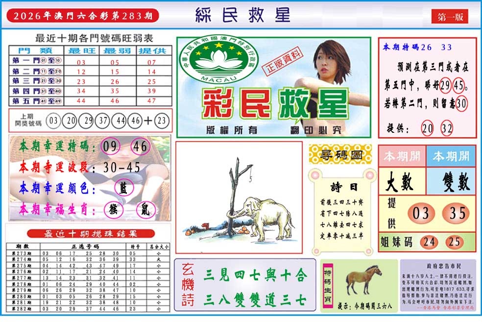 彩民救星A 第281期