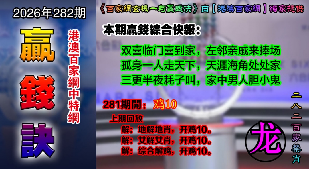 百家赢钱决 第281期