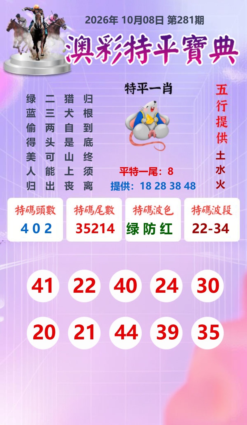 澳彩特平寶典 第280期