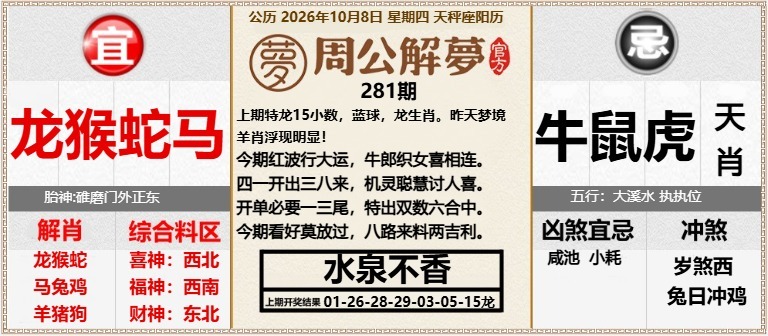 周公解梦A 第280期