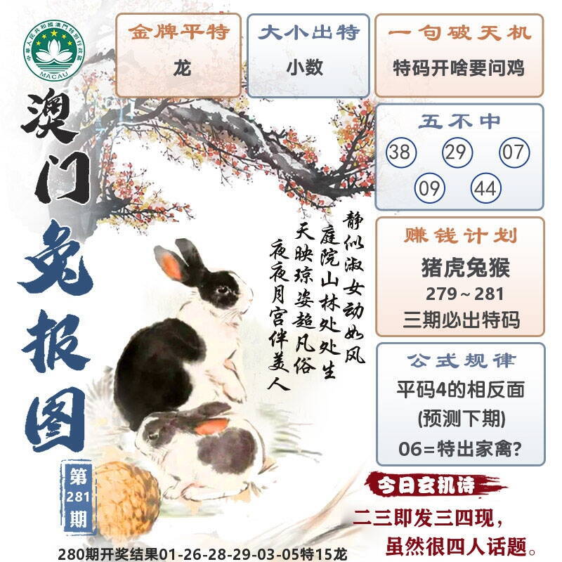 澳门兔报图 第281期