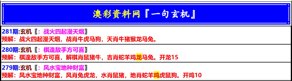 澳门一句玄机 第281期