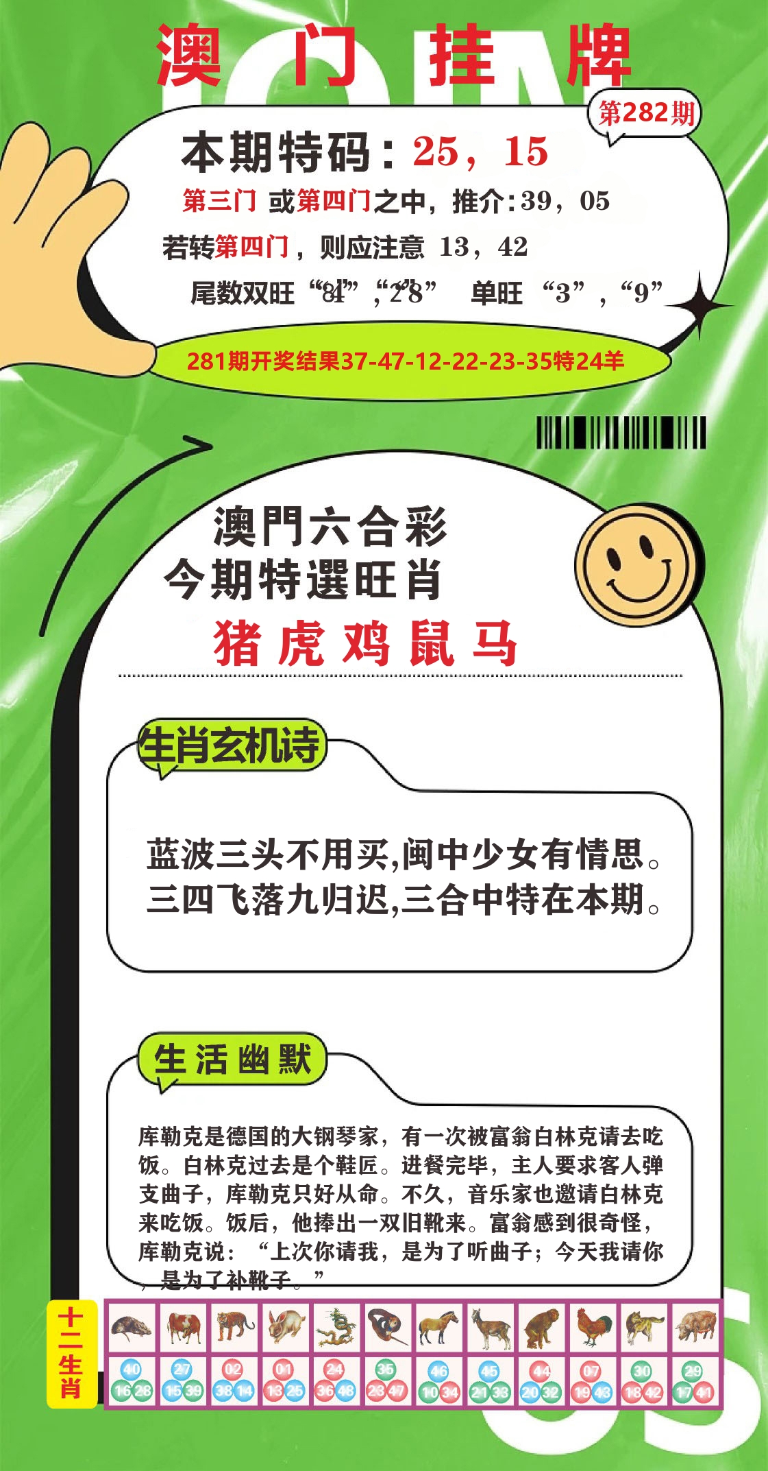 澳门赢天下B 第281期