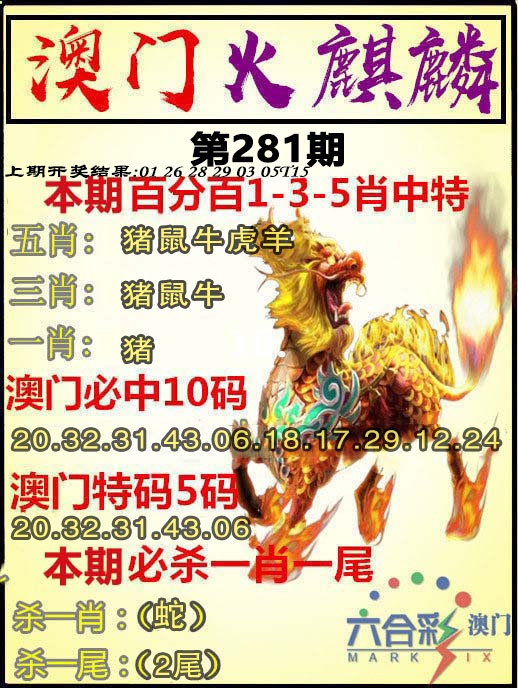 火麒麟 第281期