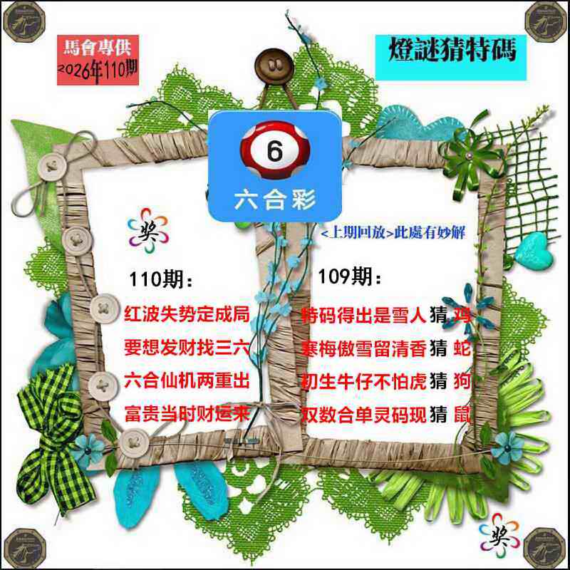 灯谜猜特码 第110期