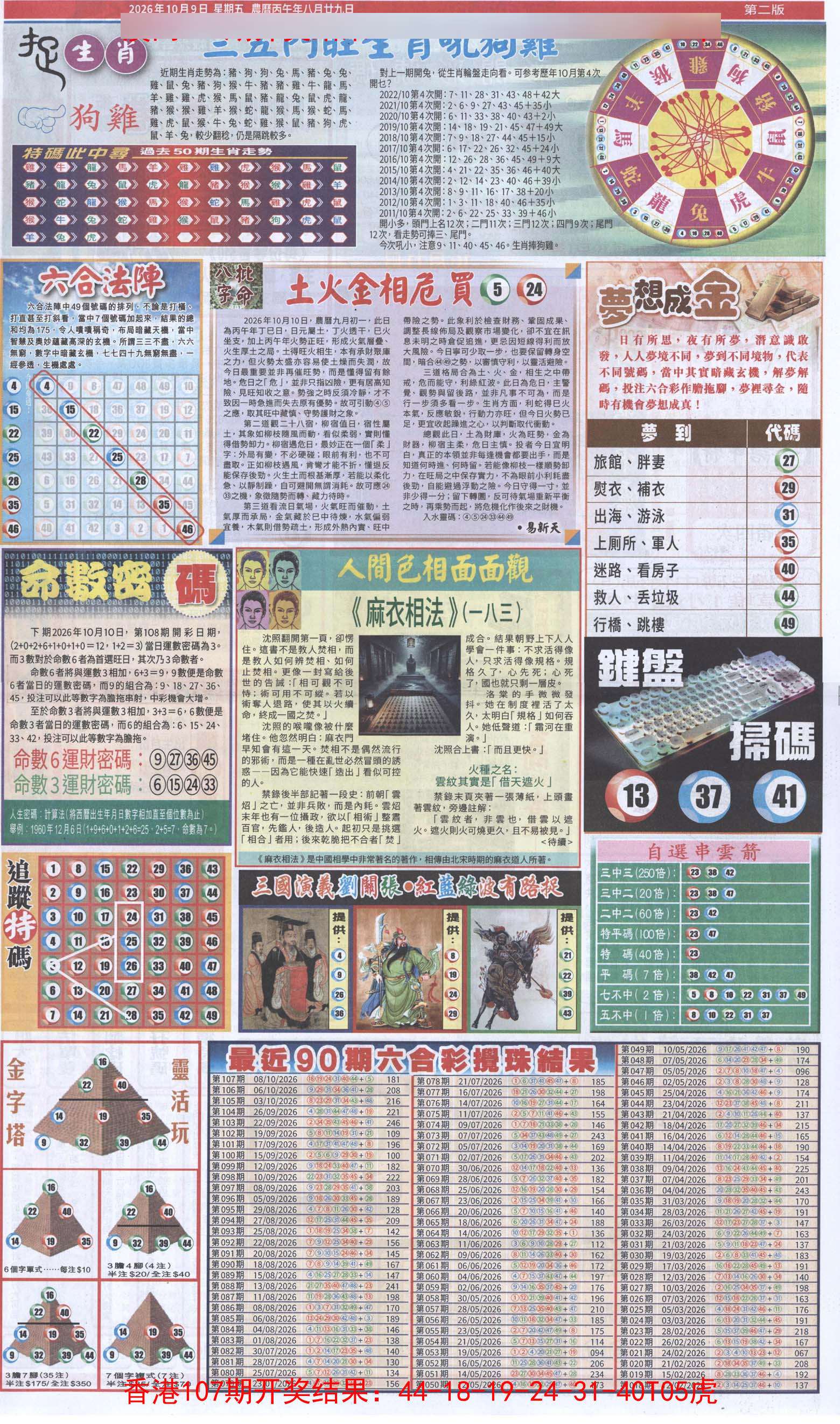 新报跑狗-2(背面) 第107期