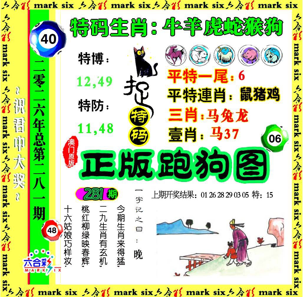 正版跑狗图 第281期