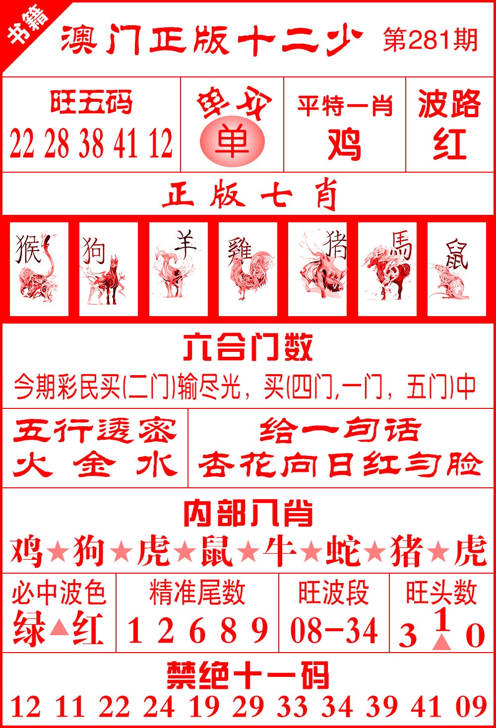 澳门十二少 第281期