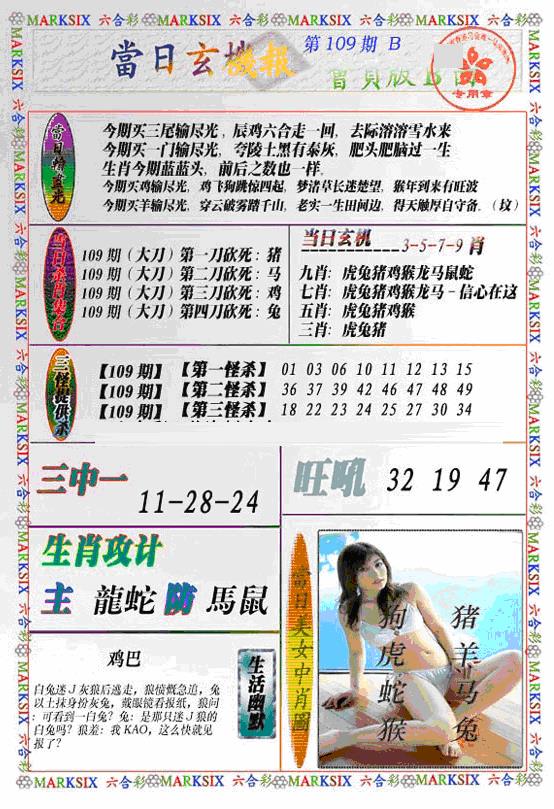 当日特码玄机B(新) 第108期