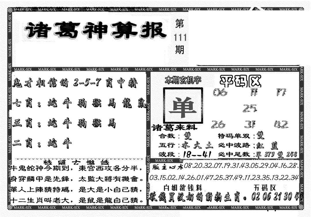 新诸葛神算报 第110期