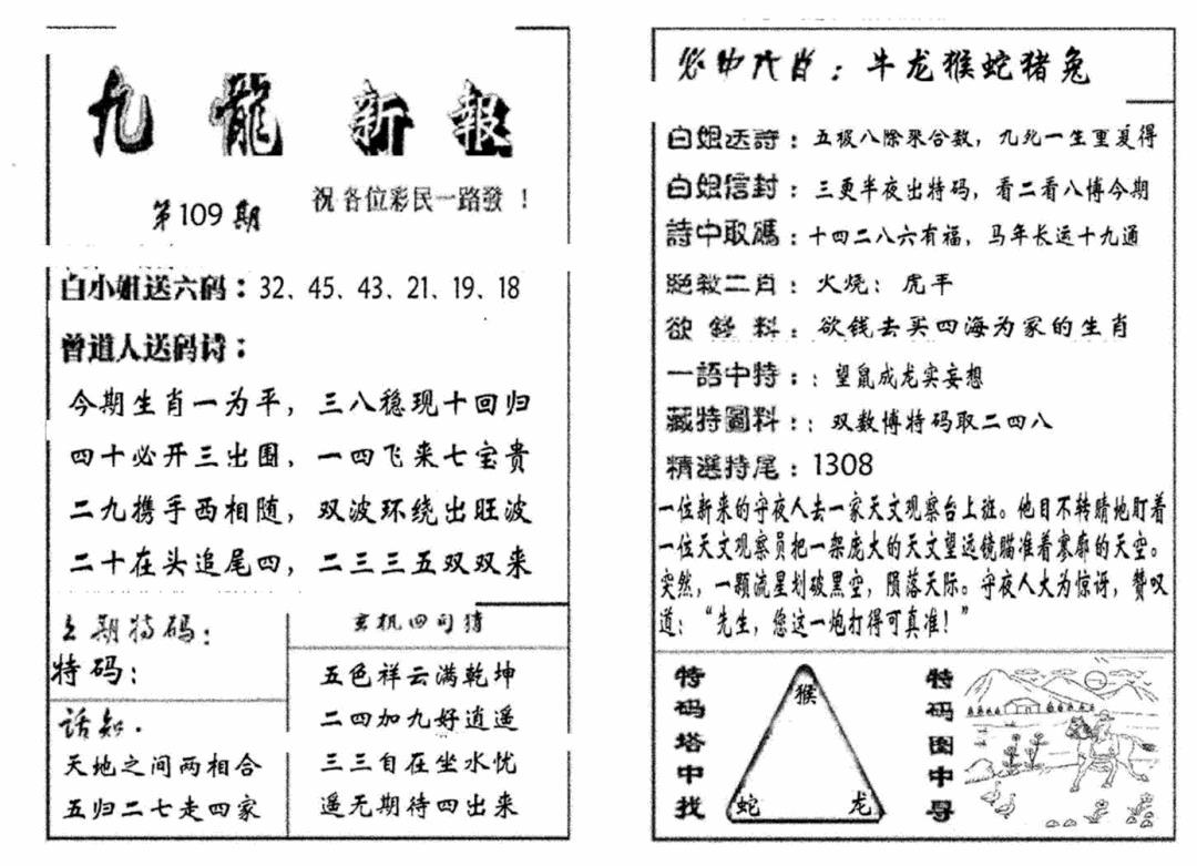 九龙新报(生肖版) 第109期