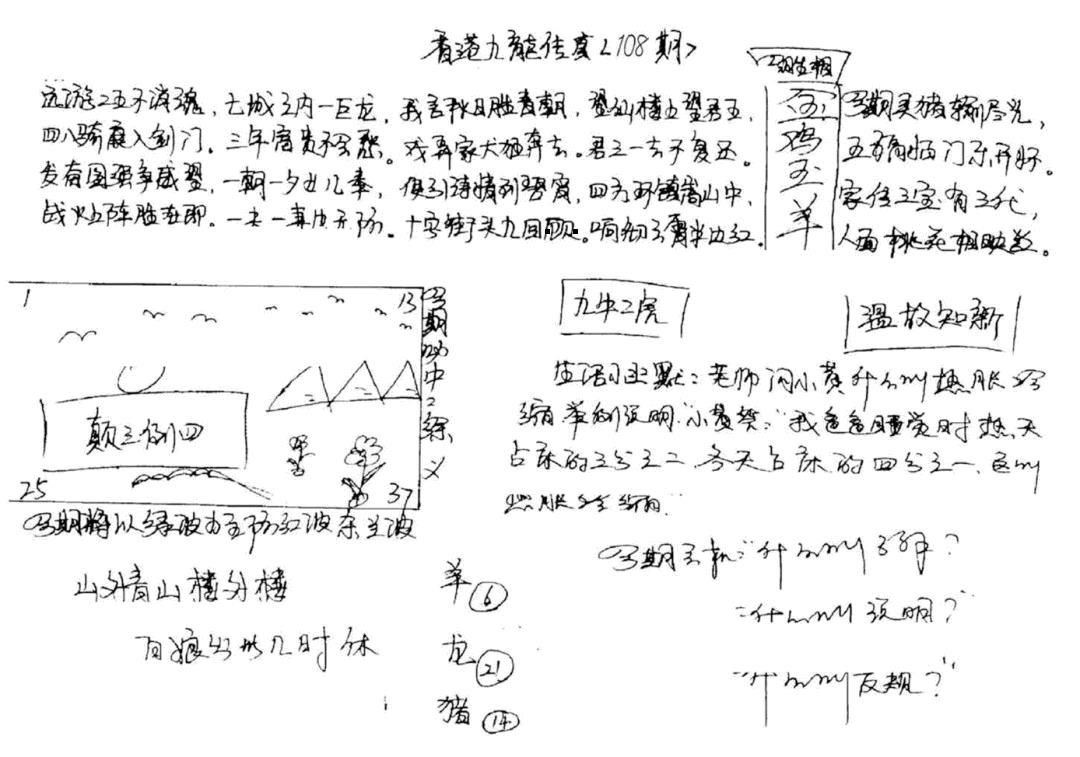 手写九龙内幕A 第108期