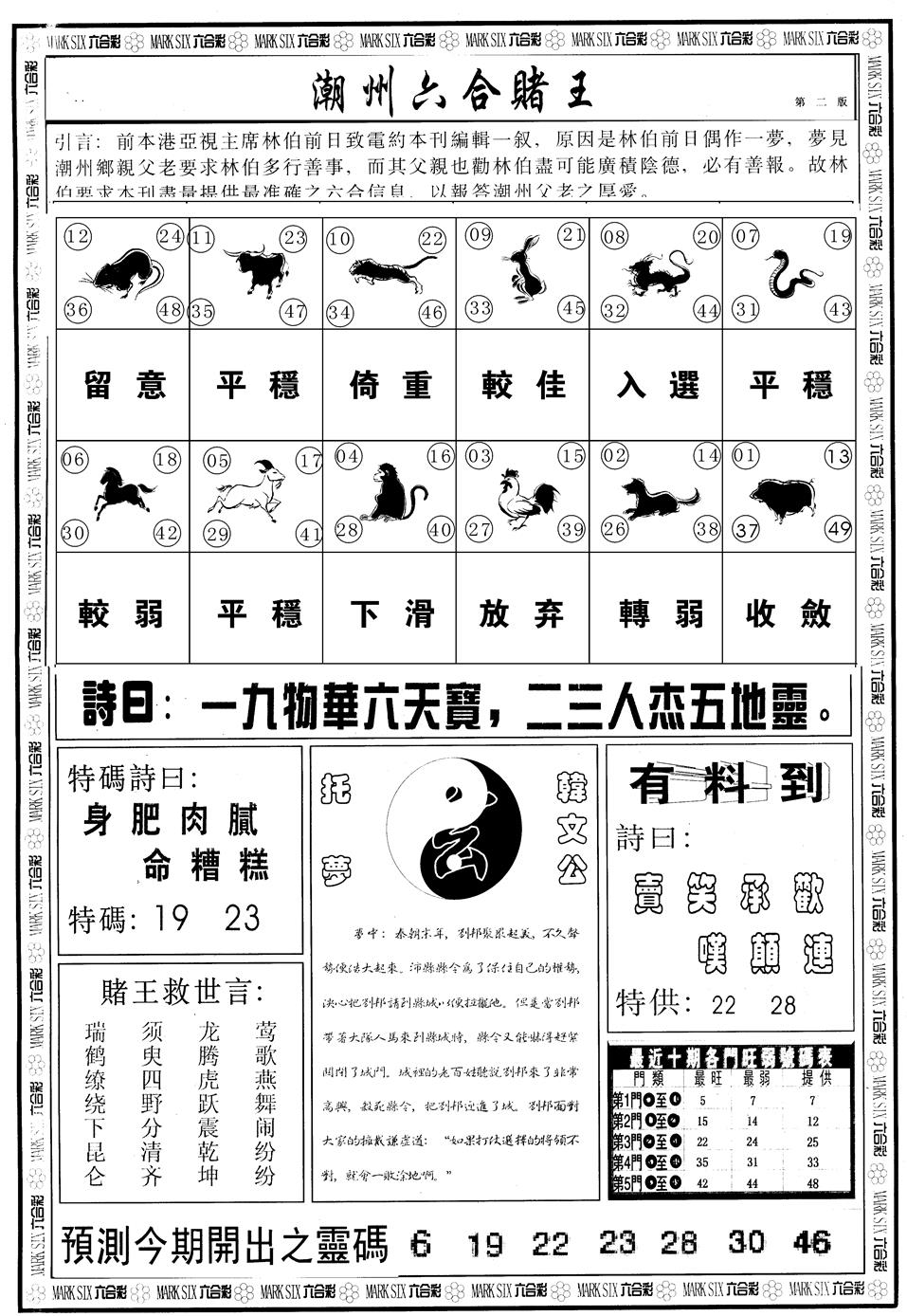 另版潮州六合赌王B 第109期
