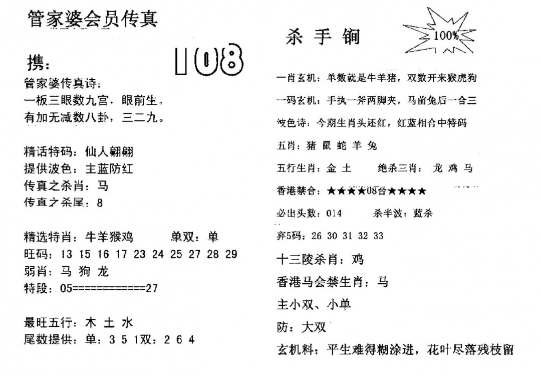 管家婆会员传真 第108期