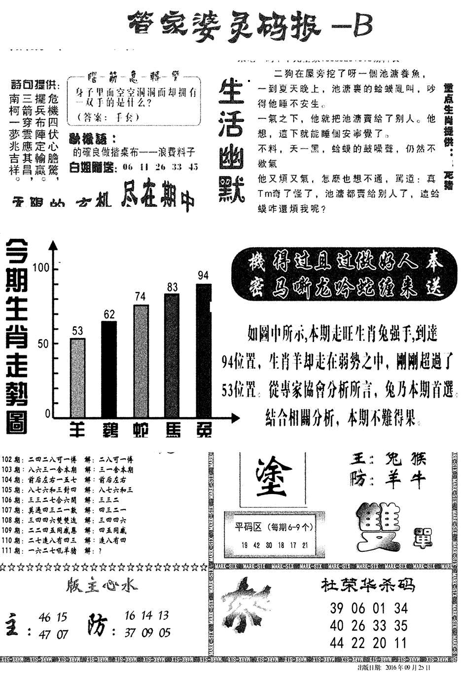 管家婆灵码报B(新图) 第111期