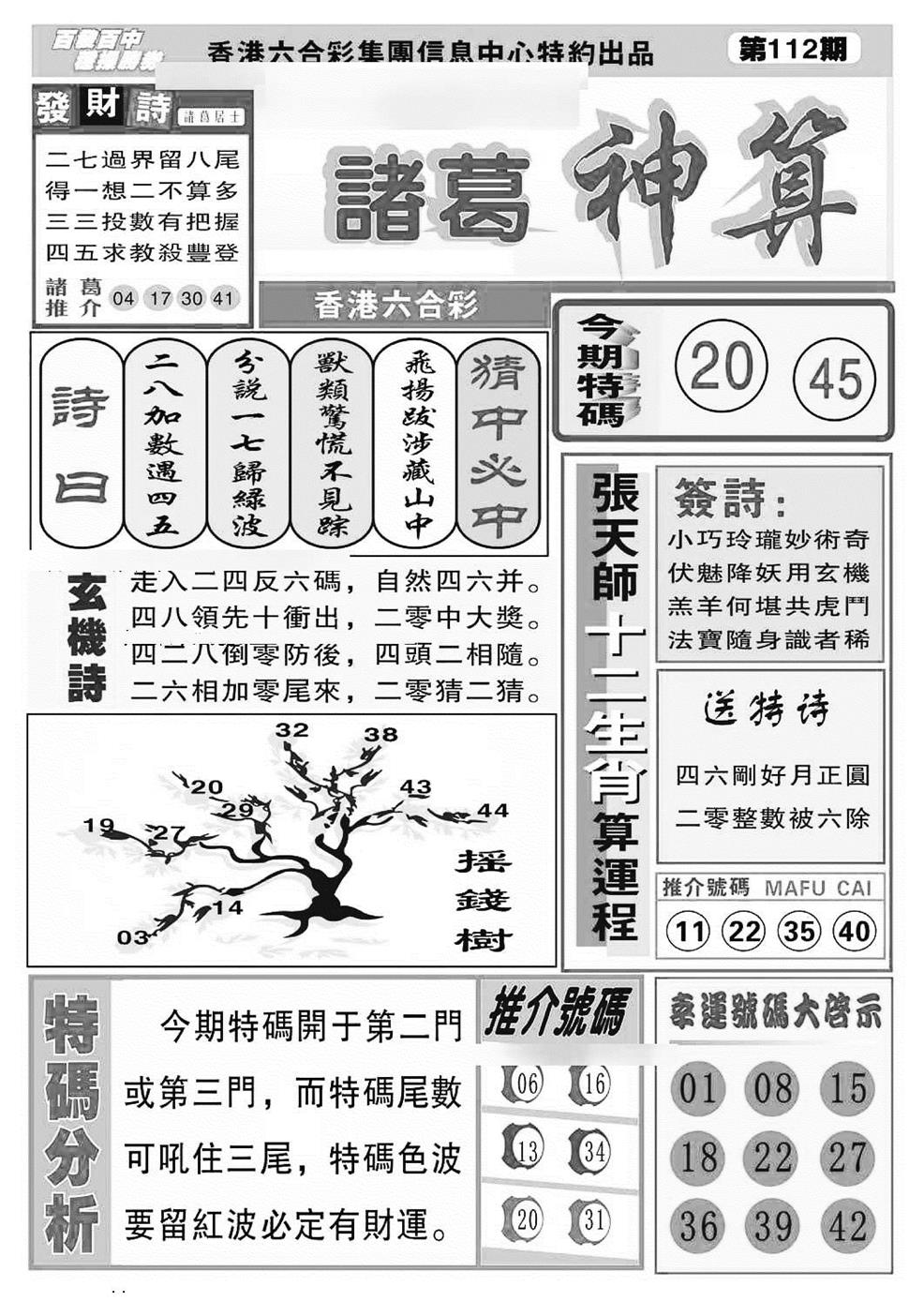 诸葛神算(特准) 第111期