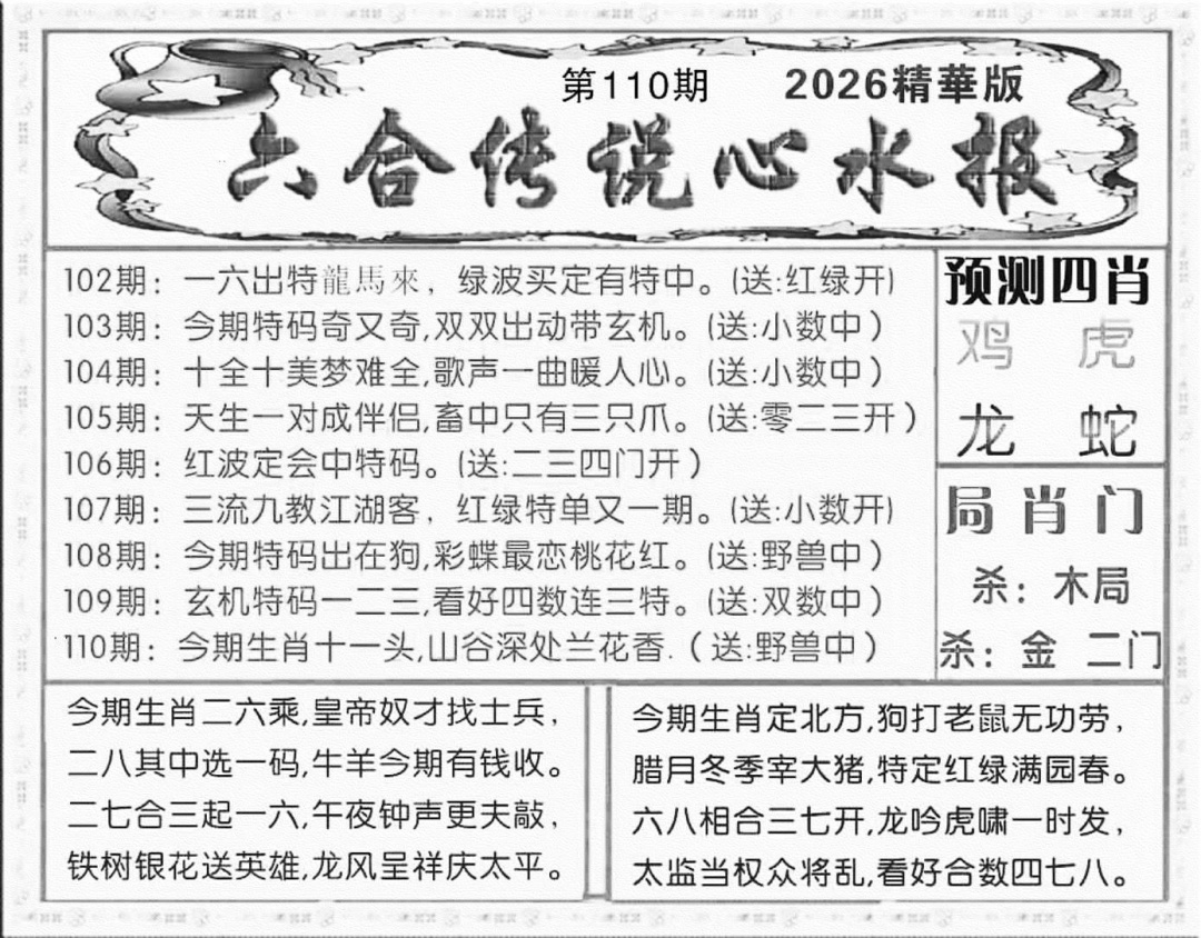 六合传说(玄机版) 第110期