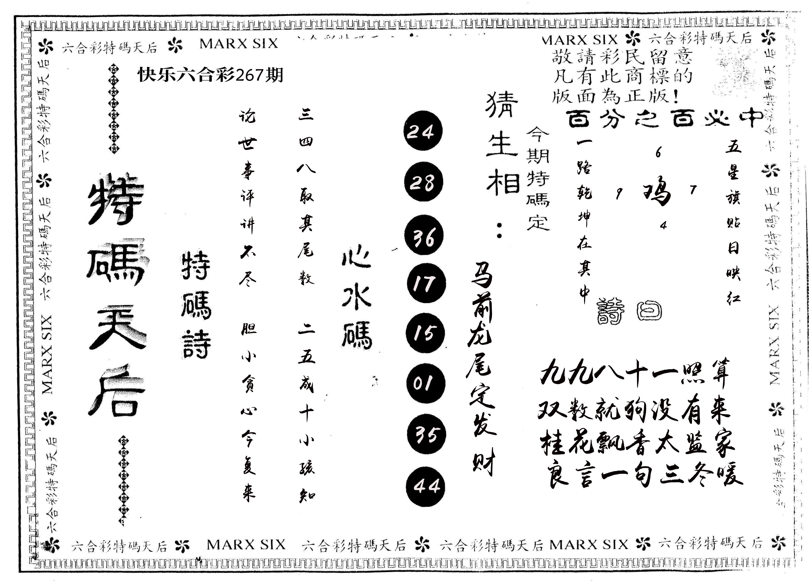 另版特码天后 第267期