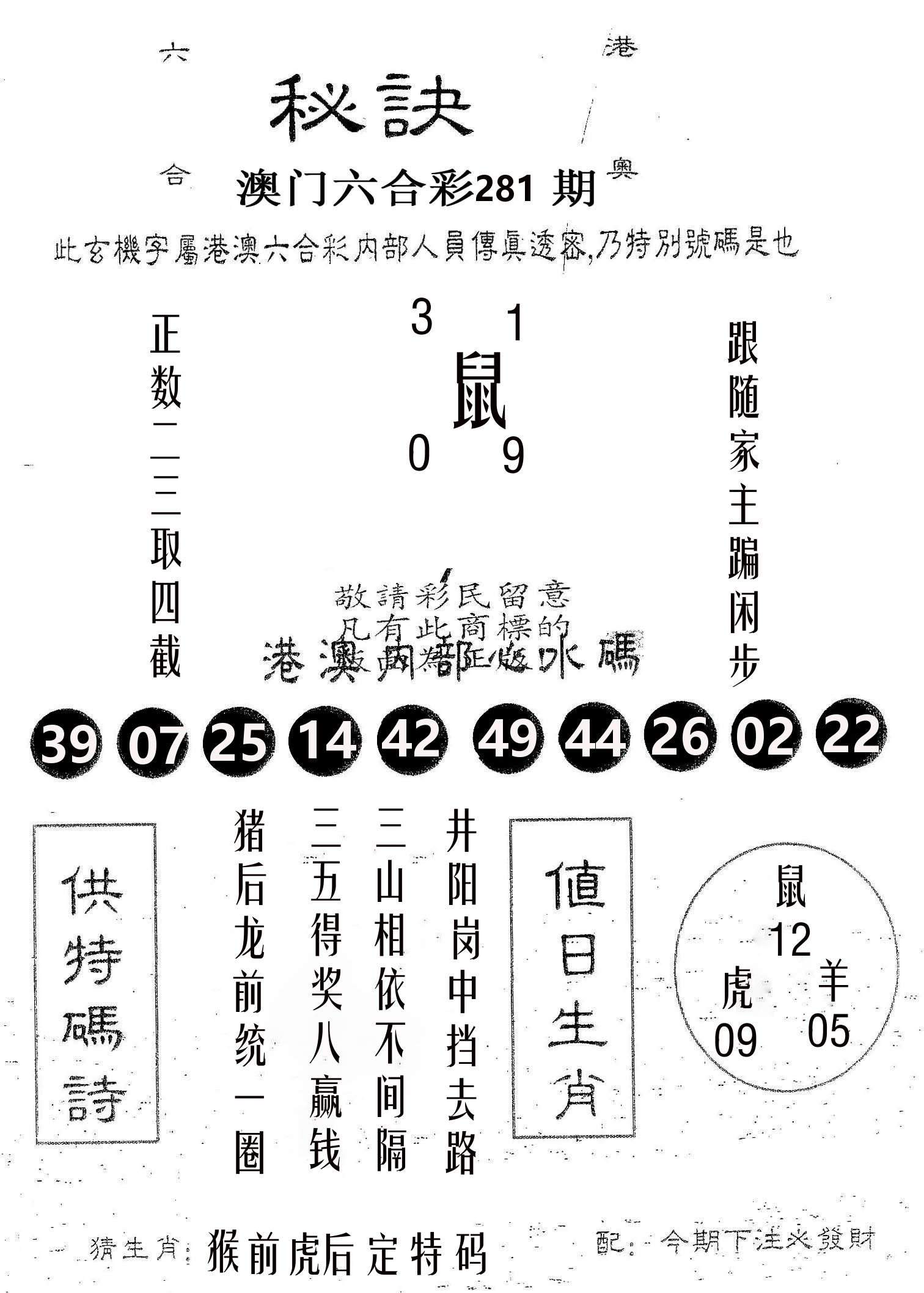 秘决 第281期